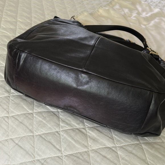 COACH black leather shoulder crossbody bag Large - Picture 5 of 16